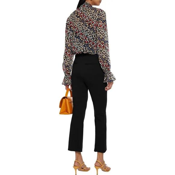 Diane Von Furstenberg Tina Tie- Neck Printed Fil Coupé Silk Chiffon Blouse Sz 00 - Picture 9 of 9